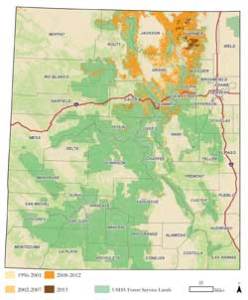 Mountain Pine Beetle Progression in Colorado 1996-2013