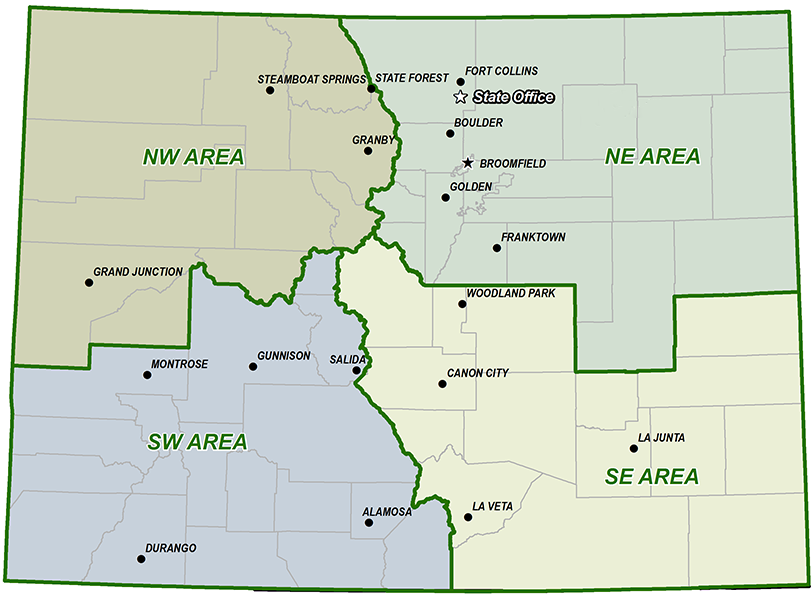 Colorado State Forest Service Area Map