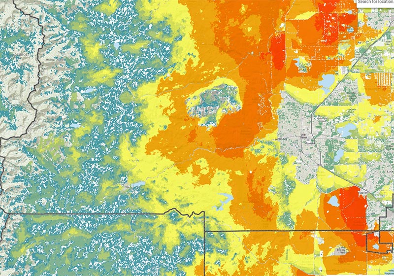 Boulder-area wildfire risk map