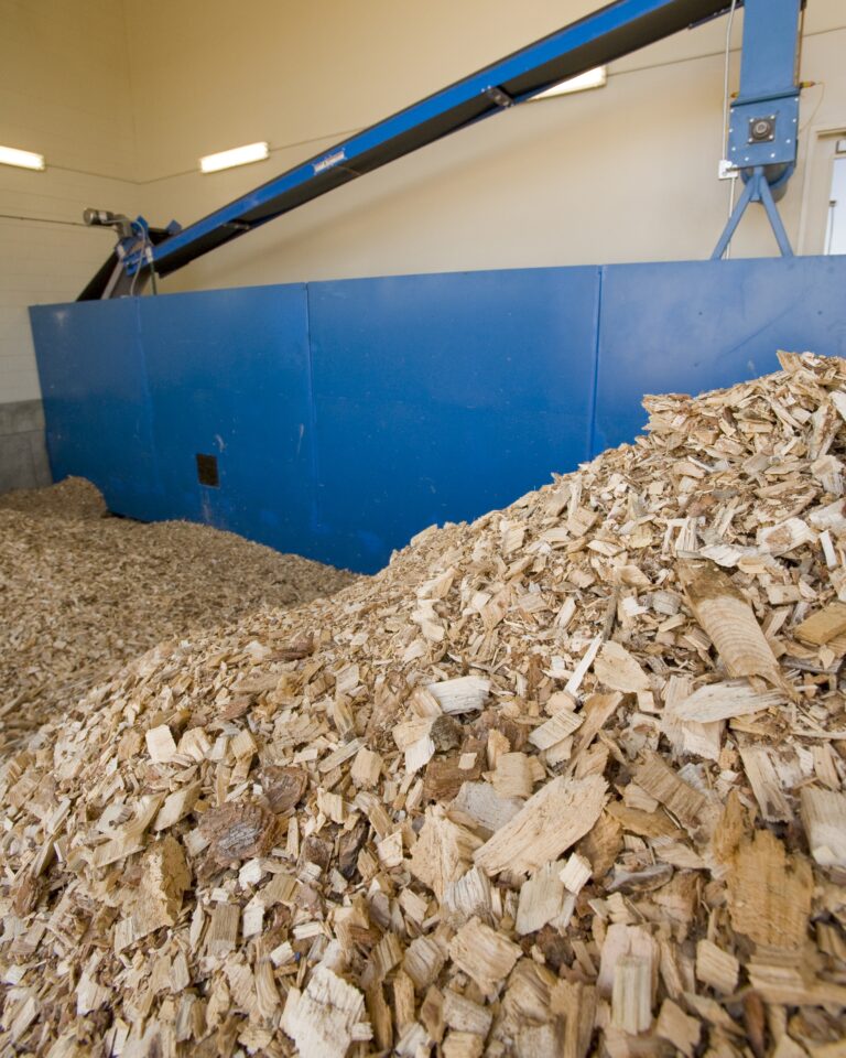 Large container of wood chips