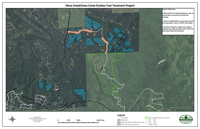 map of a forest treatment project in Western Colorado.