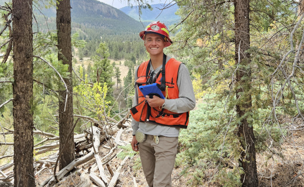 CSFS Forester Max Muller gathering information for a forest management plan