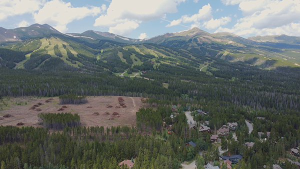ski slopes on Colorado mountain in summer